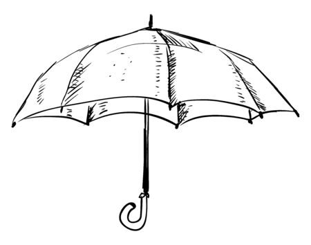 Umbrella drawing, illustration, vector on white background.のイラスト素材