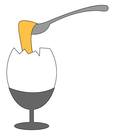 Soft boiled egg, illustration, vector on white background.のイラスト素材
