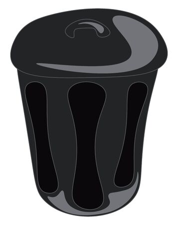 A closed black trashcan, vector, color drawing or illustration.のイラスト素材