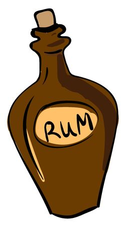 Bottle of rum, illustration, vector on white background.のイラスト素材