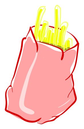 French fries, illustration, vector on white background.のイラスト素材