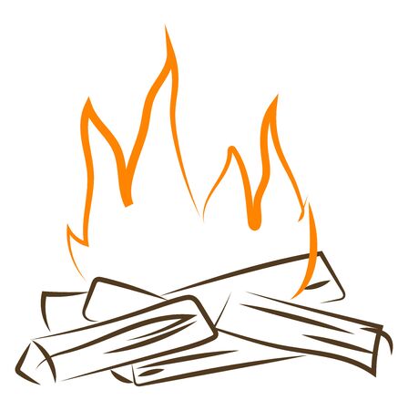 Bonfire drawing illustration, vector on white background.のイラスト素材