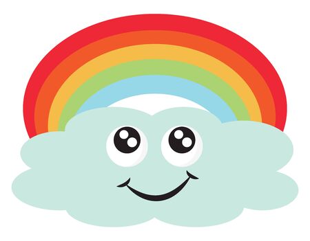 Cloud with rainbow, illustration, vector on white background.のイラスト素材