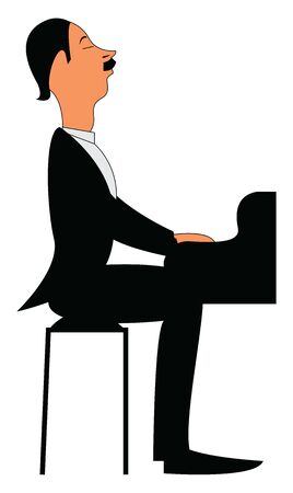 A pianist playing on a piano with his eyes closed, vector, color drawing or illustration.のイラスト素材