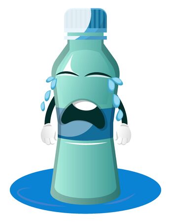 Bottle is crying, illustration, vector on white background.のイラスト素材