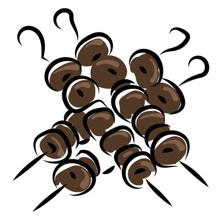 Barbecue drawing, illustration, vector on white background.のイラスト素材