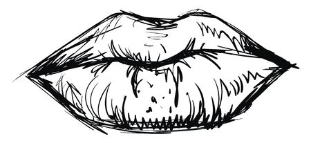 Drawing of lips, illustration, vector on white background.のイラスト素材