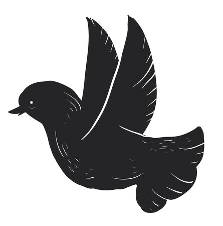 Black dove, illustration, vector on white background.のイラスト素材