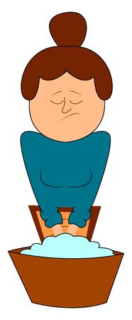 Woman washing hands, illustration, vector on white background.のイラスト素材