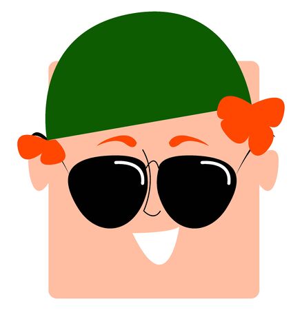 Man with green hat, illustration, vector on white backgroundのイラスト素材
