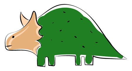 Green dinosaur, illustration, vector on white background.のイラスト素材
