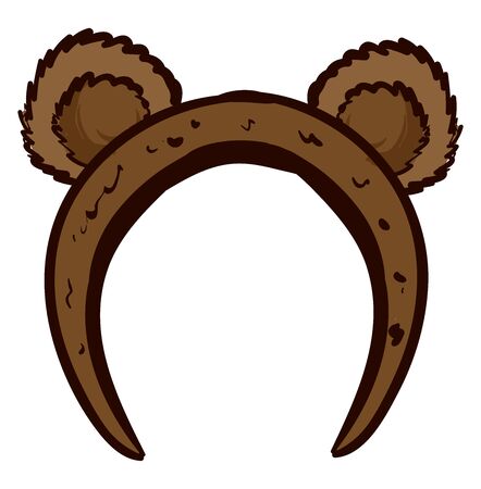 Cute bear ears headband, illustration, vector on white background.のイラスト素材