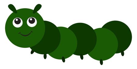 Cute green maggot, illustration, vector on white backgroundのイラスト素材
