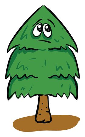Sad christmas tree, illustration, vector on white background.のイラスト素材