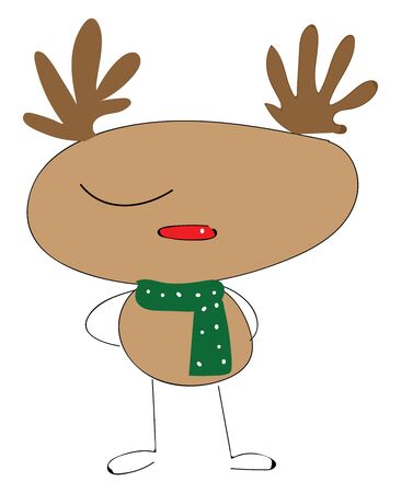 A drawing of a reindeer with small horns, vector, color drawing or illustration.のイラスト素材