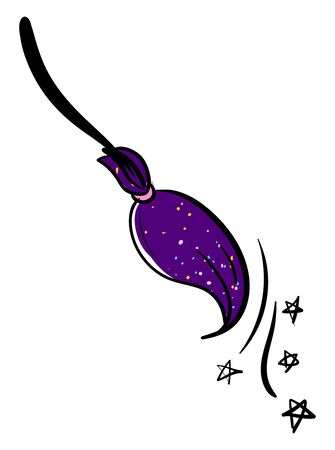 Purple witch broom, illustration, vector on white backgroundのイラスト素材