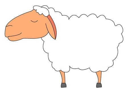 Calm lamb, illustration, vector on white background.のイラスト素材