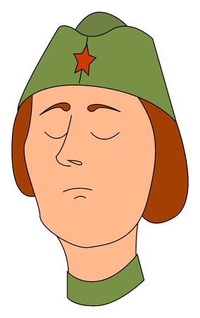 Woman soldier with hat, illustration, vector on white background.のイラスト素材
