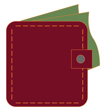 Purse full of money, illustration, vector on white background.のイラスト素材