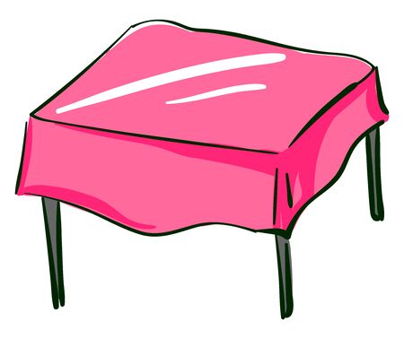 Pink coffee table, illustration, vector on white background.のイラスト素材