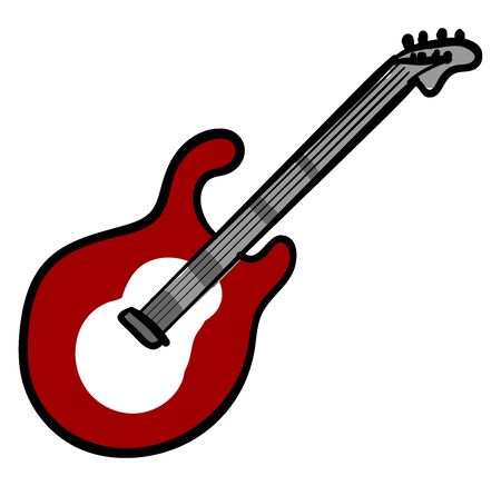Red guitar, illustration, vector on white background.のイラスト素材