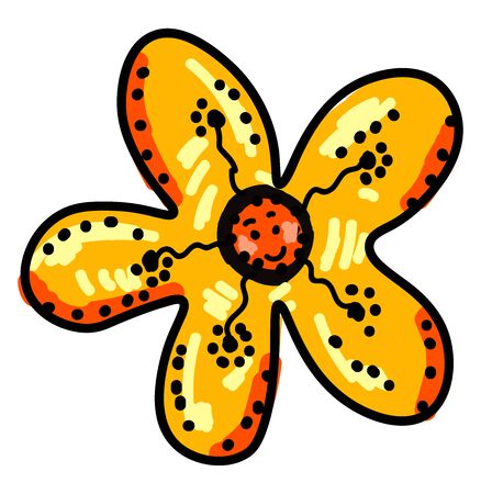 Flower with cute face, illustration, vector on white background.のイラスト素材