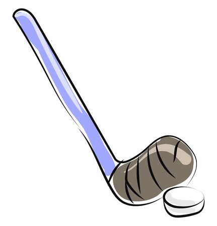 Hockey stick drawing, illustration, vector on white background.のイラスト素材
