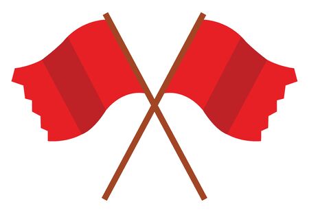 A 2 red flags crossed together, vector, color drawing or illustration.のイラスト素材