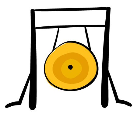 Gold gong, illustration, vector on white background.のイラスト素材