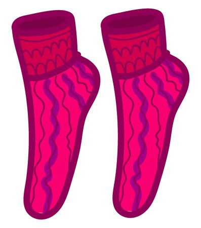 Woman pink socks, illustration, vector on white background.のイラスト素材