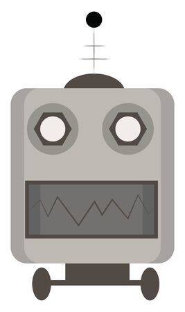 A gray robot with sharp teeth, vector, color drawing or illustration.のイラスト素材