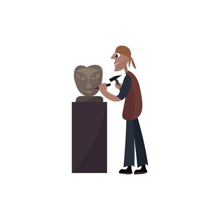Sculptor working, illustration, vector on white background.のイラスト素材
