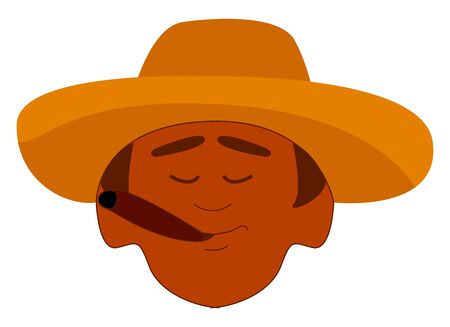 Cuban with hat, illustration, vector on white background.のイラスト素材