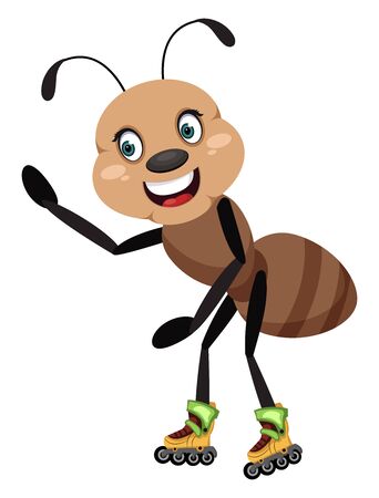 Ant on skates, illustration, vector on white background.のイラスト素材