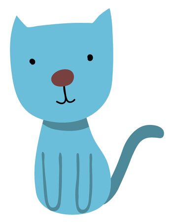 Blue sweet cat, illustration, vector on white background.のイラスト素材
