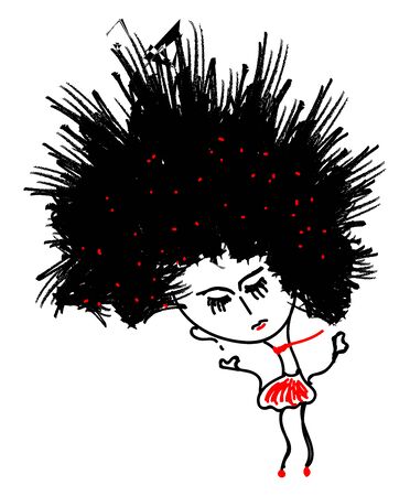 Wind blow child, illustration, vector on white background.のイラスト素材