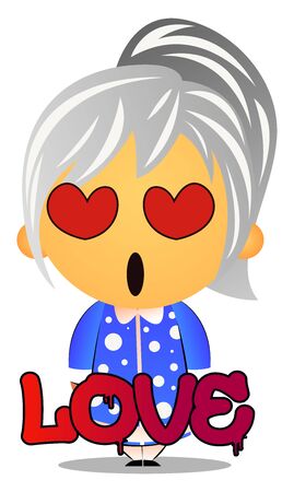 Grandma in love, illustration, vector on white background.のイラスト素材