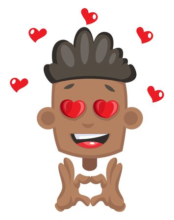 Boy is in love, illustration, vector on white background.のイラスト素材