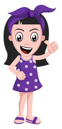 Girl with purple ribbon, illustration, vector on white background.のイラスト素材