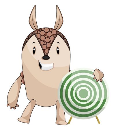 Armadillo with target, illustration, vector on white background.のイラスト素材