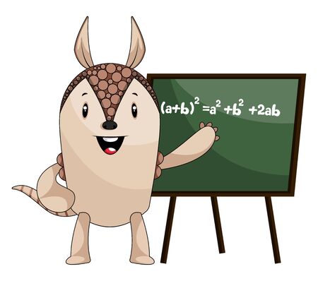 Armadillo with blackboard, illustration, vector on white background.のイラスト素材