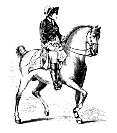 Frederick II of Prussia on Horseback, 1712-1786, he was the king of Prussia from 1740 to 1786, vintage line drawing or engraving illustrationのイラスト素材