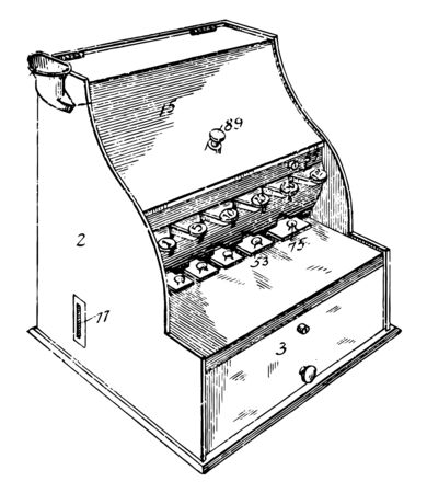 This illustration represents Coin Assorter which is used for sorting coins vintage line drawing or engraving illustration.のイラスト素材