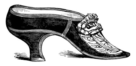 Shoe was used by the late Duchess of York, vintage line drawing or engraving illustration.のイラスト素材