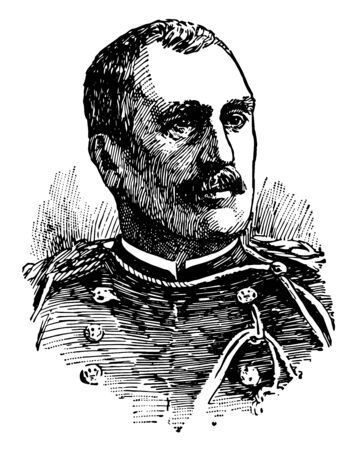 George Whitefield Davis was an engineer and Major General in the United States Army vintage line drawing or engraving illustration.のイラスト素材