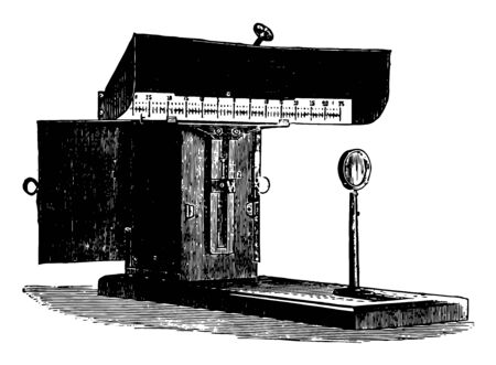 Lamp Box is to demonstrate a galvanometer, it is inexpensive means of supplementing the existing and successful elements, vintage line drawing or engraving illustration.のイラスト素材
