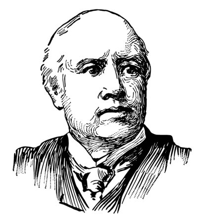 Robert Green Ingersoll 1833 to 1899 he was an American lawyer a civil war veteran politician and orator of the United States during the Golden age of free thought vintage line drawing or engraving illustrationのイラスト素材