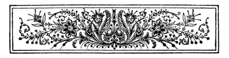 Banner have very antique flowers pattern in this image, vintage line drawing or engraving illustration.のイラスト素材