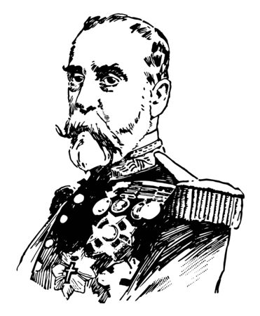 Ramon y Arenas Blanco who is Military officer born in Spain in 1833 vintage line drawing or engraving illustration.のイラスト素材