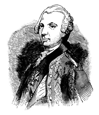 Charles Henry Theodat dEstaing 1729 to 1794 he was a French general admiral and member of the assembly of notables in the French revolution vintage line drawing or engraving illustrationのイラスト素材